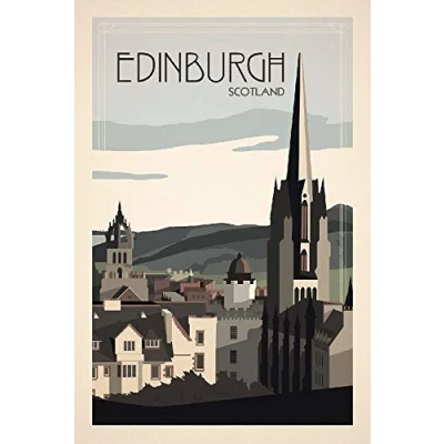 Image of Inga EDINBURGH SCOTLAND LARGE METAL TRAVEL POSTER TIN SIGN WALL PLAQUE VINTAGE 8x12 inches