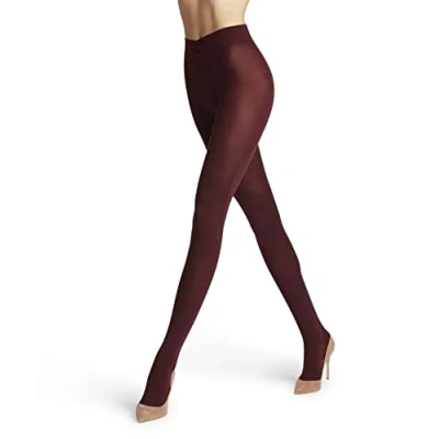 Image of FALKE Women&#039;s Softmerino W TI Wool Cotton Thick Plain 1 Pair Tights, Red (Barolo 8596), S M