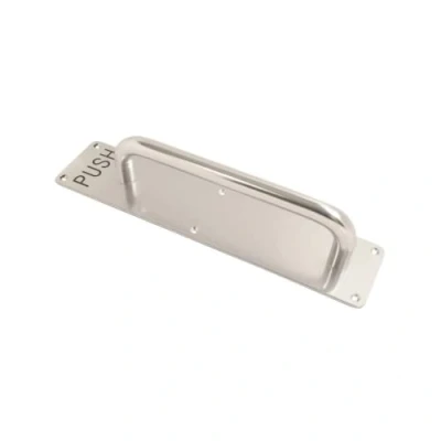 Image of VIBE 19mm Pull Handle on Printed Push Plate 300x19mm (400x75mm Plate) in Polished Anodised Aluminium for Sliding Door and Heavy Duty