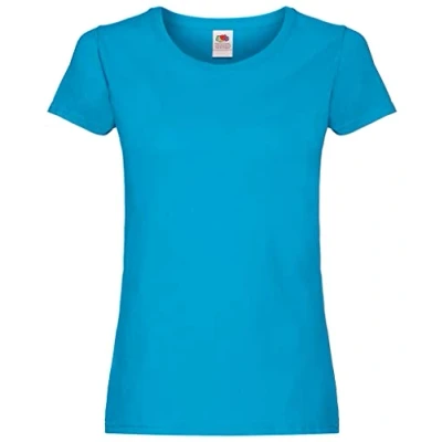 Image of Fruit of the Loom Ladies Fit Valueweight Colours Short Sleeve Cotton T Shirt, Blue Azure Blue, Large
