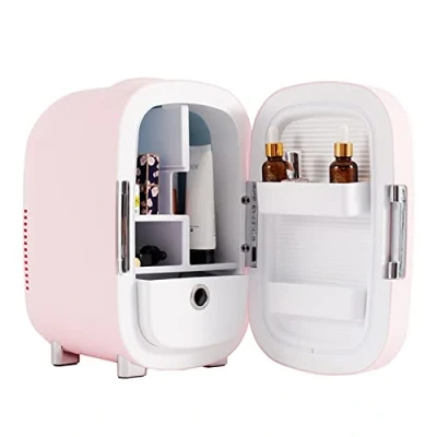 Image of NXW Skincare Fridge Mini for Skin Care 7 Liter Beauty Portable Refrigerator Makeup Thermoelectric Cooler Warmer &amp; Cosmetics, Pink