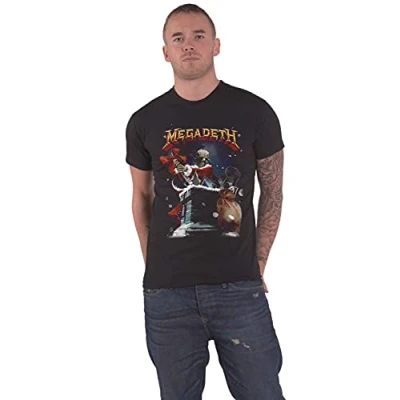 Image of Megadeth T Shirt Santa Vic Chimney Band Logo Official Mens Black XL