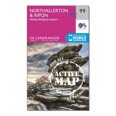 Image of Landranger Active 99 Northallerton &amp; Ripon, Pateley Bridge Leyburn Map With Digital Version