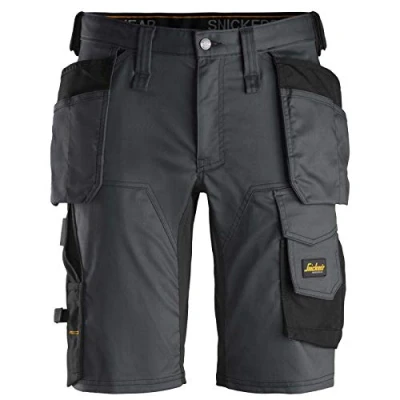 Image of Snickers AllroundWork Stretch Shorts Holster Pockets Steel Grey/Black 52