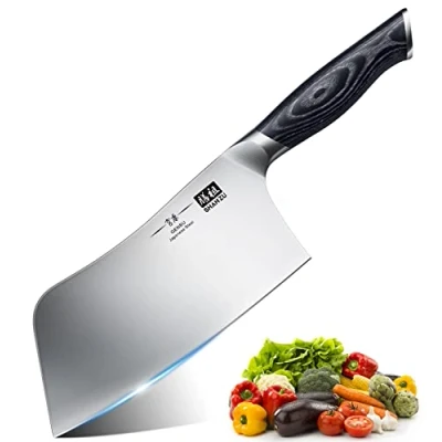 Image of SHAN ZU Chef Knife,7 inch Sharp Meat Cleaver Knife Vegetable Chopper Professional Japanese High Carbon Stainless Steel Kitchen Chopping with K133 Wood Handle