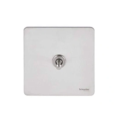 Image of Schneider Electric Ultimate Screwless Flat Plate Single Toggle 2 Way Light Switch, 16AX, GU1412TSS, Stainless Steel