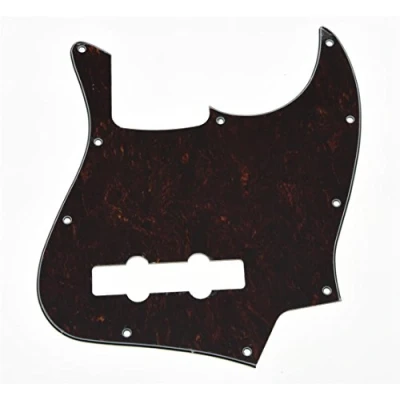 Image of KAISH 4 String J Bass Style Pickguard Pick Guard Scratch Plate for USA/Mexico Jazz Red/Black Tortoise