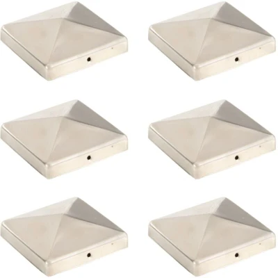 Image of vidaXL Pyramid Fence Post Caps 6 pcs Stainless Steel 101x101 mm