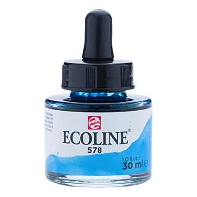 Image of Royal Talens Ecoline Liquid Watercolor 30ml Pipette Jar Sky Blue Cyan (11255781)