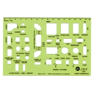 Image of Jakar Home Furnishings (Scale 1:100) Stencil Template Architectural Technical Proffesional Artist Design Drawing Aid Tool