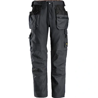 Image of Snickers AllroundWork Canvas+ Stretch Work Trousers+ Holster Pockets Steel Grey/Steel Grey 46
