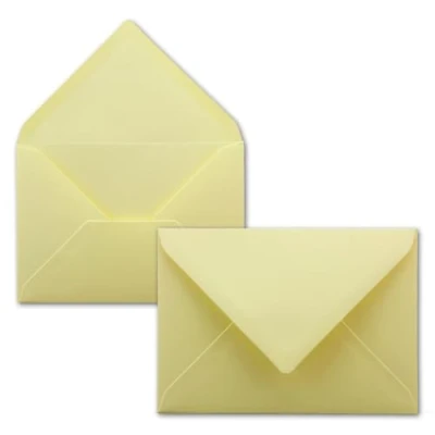 Image of 50 envelopes pastel yellow DIN C6 114 x 162 mm with wet glue without window for greeting cards &amp; invitations FarbenFroh series