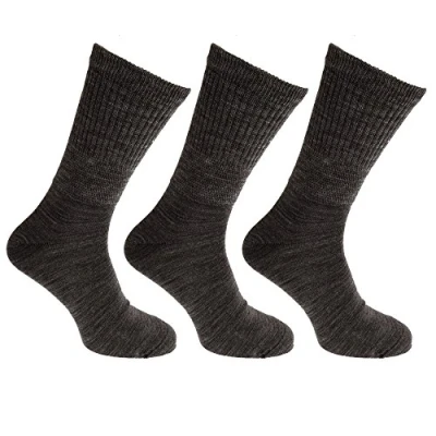 Image of Universal Textiles Mens Lambs Wool Blend Diabetic Extra Wide Socks (3 Pairs) (6 11) (Charcoal)