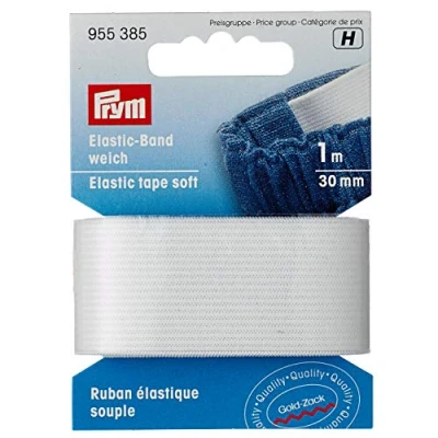 Image of Prym Elastic Tape, White, 30 mm, 1 M