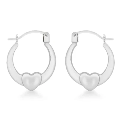 Image of Carissima Gold Women&#039;s 9 ct White Heart Creole Earrings