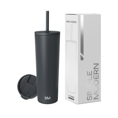 Image of Simple Modern Insulated Tumbler with Lid and Straw Iced Coffee Cup Reusable Stainless Steel Water Bottle Travel Mug Gifts for Women Men Her Him Classic Collection 830ml Graphite