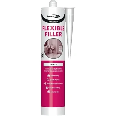 Image of Bond It DEC MATE Flexible FILLER Quick Drying Interior Decorators Caulk Acrylic 300ml Wood Plaster Brick Concrete Plasterboard White