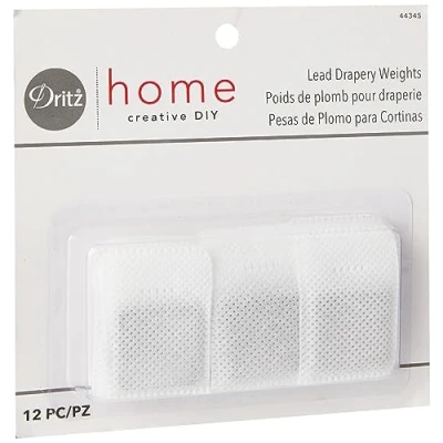 Image of Dritz 44345 Drapery Lead Weights, 12 Pack, Acrylic, Multicolour, 14.98x7.87x1.27 cm