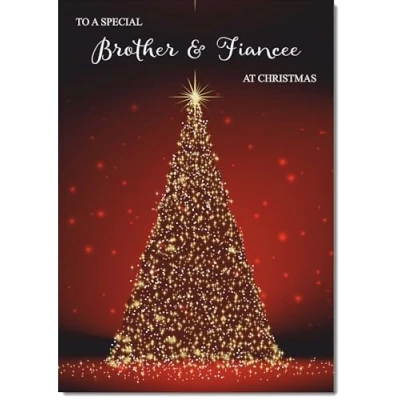 Image of doodlecards Brother and Fiancee Christmas Card Red Tree Medium Size for &amp; with Plain Envelope