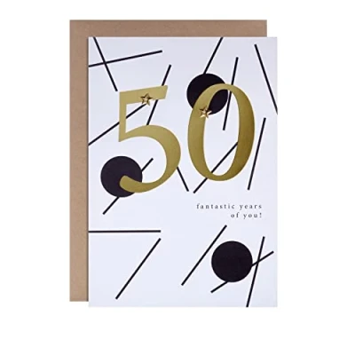 Image of Hallmark 50th Birthday Card Contemporary Text Based Line Design