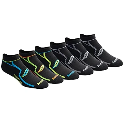 Image of Saucony Men&#039;s 6 Pair Performance Comfort Fit No show Running Socks, Black (6 Pairs), L UK