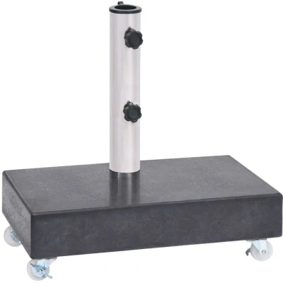 Image of vidaXL Umbrella Base Granite Parasol Stand Holder for Outdoor Patio, Sophisticated Black with Stainless Steel Tube 45x25x8cm