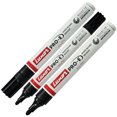 Image of Dry Erase Marker Pens, BLACK, 2.0mm Bullet Tip, Pack of 3, LPRE Whiteboard Marker, Quick Dry, Easy Wipe, Ideal For Office School Home Use, iVAIDEX Black Ball Pen