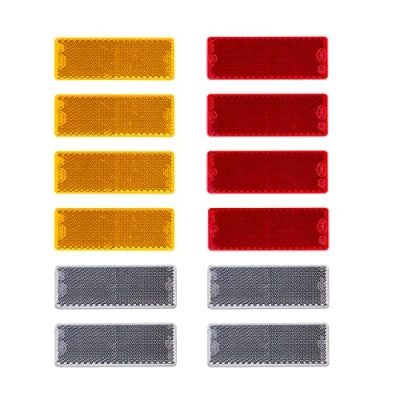 Image of BEIJISTAR Trailer Reflectors Kit, 4x Red 4 x Yellow White Rectangular Self Adhesive Reflectors, for Gate Post Fence Truck RV Caravan