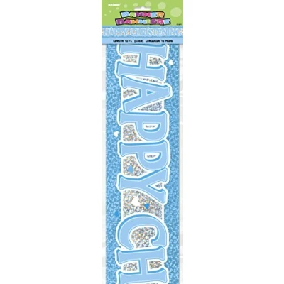Image of Blue Christening Long Prism Banner (3.6 meters) 1 Piece Elegant and Distinctive Decorative for Celebration &amp; Decor
