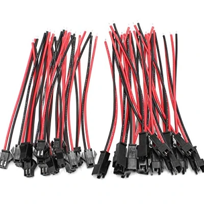 Image of D Orange 20 Pairs JST Connector Wires 2 Pin Male Female Plug Connectors 24AWG SM with 100mm Electrical Cables for LED Light Lamp Strip