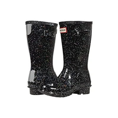 Image of Hunter Original KIDS Giant Glitter Wellington Boots Wellies for kids, Size: 13K, Black Synthetics