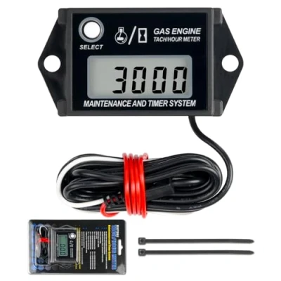 Image of Jayron Digital Hour Meter Tachometer Gauge,Maintenance Reminder,Rsettable Job,Recall Max RPM,Waterproof for Any Gasoline Engine ZTR Lawn Mower Generator Outboard ATV Motorcycle Snowmobile Chainsaw