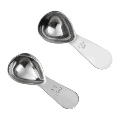 Image of Tabanzhe Coffee Measure Scoops 2pcs Stainless Steel Spoons with Graduated Measuring Spoon 15ML &amp; 30ML,for Coffee,Sugar,Flour,Loose Tea and More