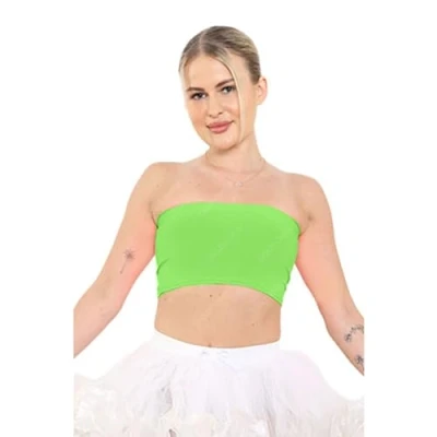 Image of Crazy Chick® New Ladies Women Plain Green Boob Tube Strapless Bandeau Stretch Vest Bra Crop Top UK Size 8 14 (UK 10)