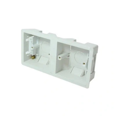 Image of 35mm Deep Double/Dual Plastic Dry Lining Back Box 1 Gang Wall Flush Mount Pattress