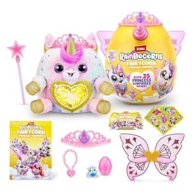 Image of Rainbocorns Fairycorn Princess Series 6 Ruby the Unicorn Collectible Plush Magical Fairy Surprises, Cuddle Stuffed Animal, Stickers (Unicorn)
