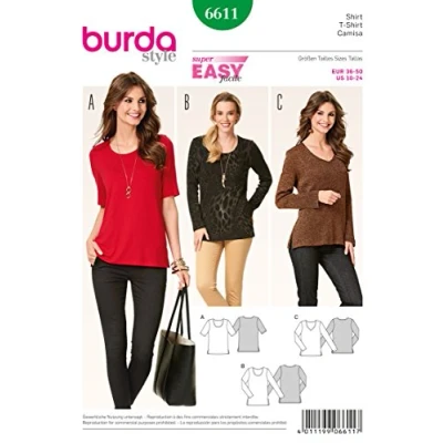 Image of Burda b6611 T Shirt Sewing Pattern Paper 19 x 13 1 cm White