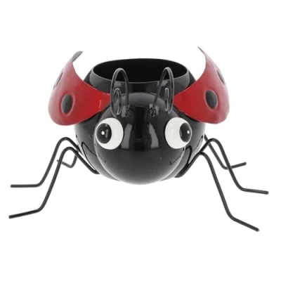Image of Shudehill Giftware Cute Insect Indoor Small Planter Pots Ladybird &amp; Bee (Ladybird)