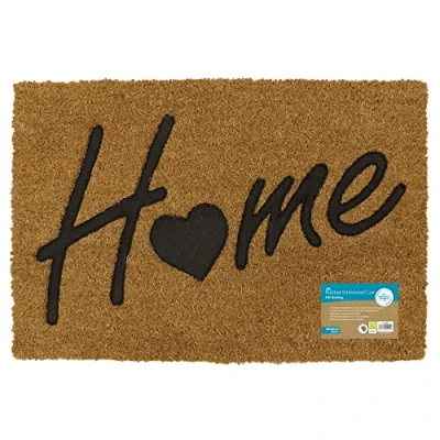 Image of JVL Rubber Embossed PVC Backed Coir Doormat, 40x60cm, Home