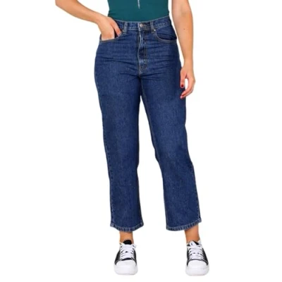 Image of MYT Womens Ribcage Ankle Jeans Ladies Straight Leg High Waisted Denim Pants Dark Blue 20