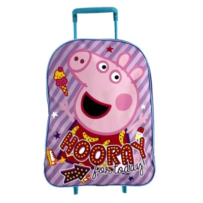 Image of TDL Peppa Pig Kids Wheeled Trolley Luggage Bag for Holidays, School
