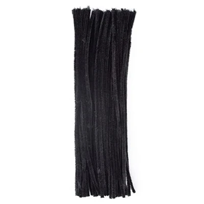 Image of Vaessen Creative Pipe Cleaners for Crafts, Synthetic Fiber, Black, 30 x 0.8 0.1 cm