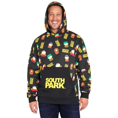 Image of South Park Mens Hoodie, Comfy Stylish Hooded Sweatshirt Funny Gifts for Him (Black/Multi, 3XL)