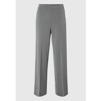 Image of SELECTED FEMME Women&#039;s Slfemma Tara Mw Wide Pant Noos Trouser, Medium Grey Melange, 8