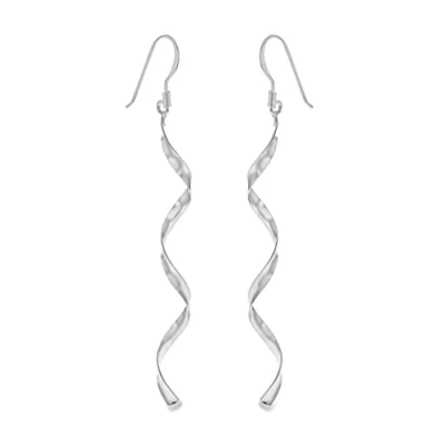 Image of Tuscany Silver Women&#039;s Sterling Long Flat Spiral Drop Earrings