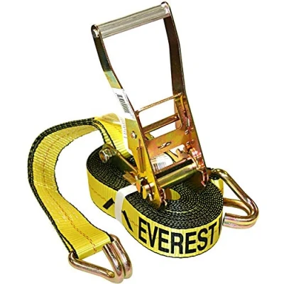 Image of Everest Premium Ratchet Tie Down 1 PK 2 IN 27 FT 3333 LBS Working Load 10000 Break Strength Double J Hook Cargo Straps Perfect for Moving Appliances, Lawn Equipment and Motorcycles