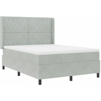 Image of vidaXL Box Spring Bed with Mattress Light Grey 140x200 cm Velvet