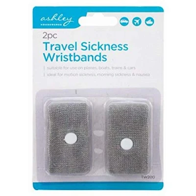 Image of The Home Fusion Company 2 Pack Travel Sickness Wristbands Motion Nausea Journeys And Trips One Size