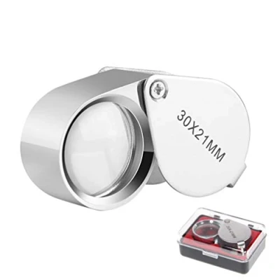 Image of KINGMAS Pocket Jewelry Loupe 30x 21mm Jewelers Loop Eye Magnifying Glass Foldable Magnifier