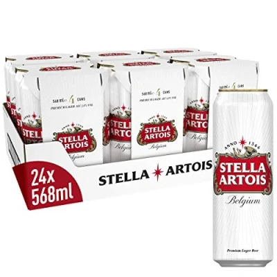 Image of Stella Artois Premium Lager Beer Pint Can 24 x 568 ml